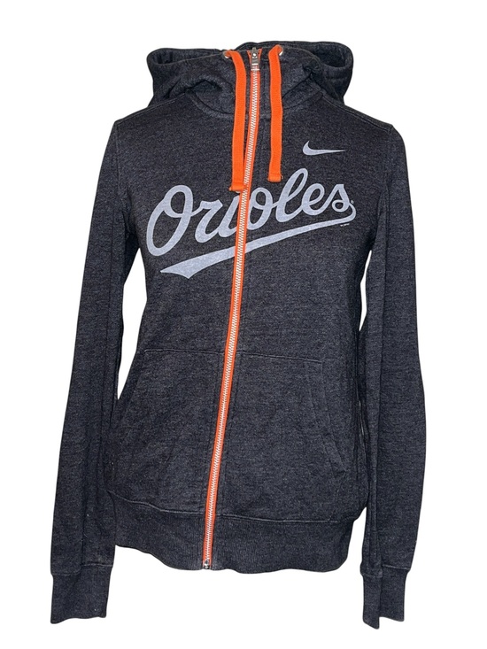 Nike Jackets & Blazers - Nike Women's Charcoal Orioles Zip Hoodie with Orange Accents size medium